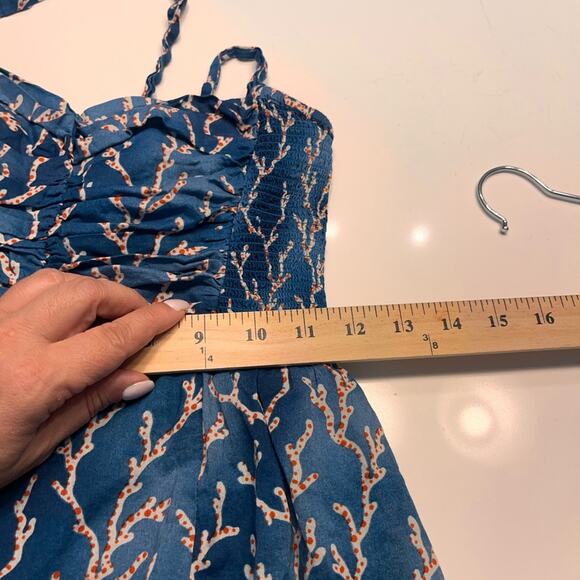 Anthropologie HD in Paris Blue Acropora Coral Print Fit and Flare Dress Size 00 - Picture 12 of 12